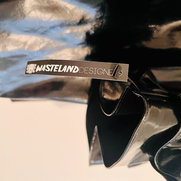 BATSHEVA Black PVC mini dress with ruffled sleeves - Picture 4 of 5